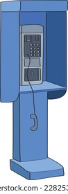 Vieja cabina telefónica, estilo de dibujos animados vectores.