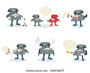 old telephone cartoon set