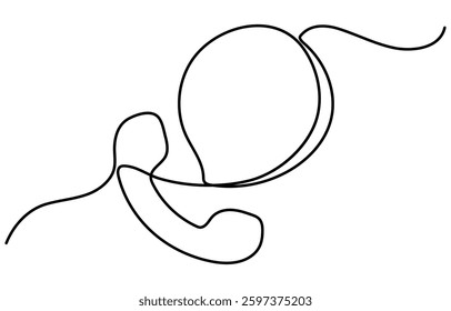 Old telephone continuous one line drawing vector illustration. One line drawing of isolated vector object telephone receiver.   design minimalism. Retro phone vector.