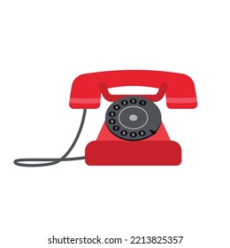 Old telephone with dial, illustration, vector