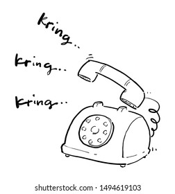 old telephone doodle white background