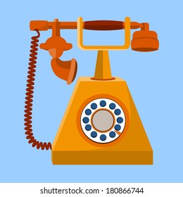  Old Telephone flat icon 