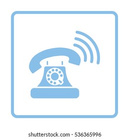 Old telephone icon. Blue frame design. Vector illustration.