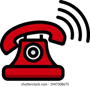 Icono de teléfono antiguo. Contorno de negrita editable con diseño de relleno de color. Ilustración vectorial.