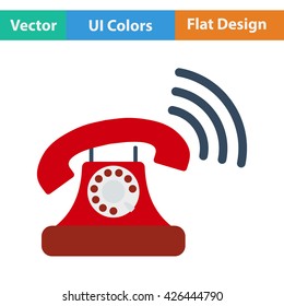 Old telephone icon. Flat design. Vector illustration.