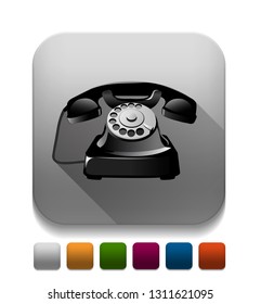 old telephone With long shadow over app button