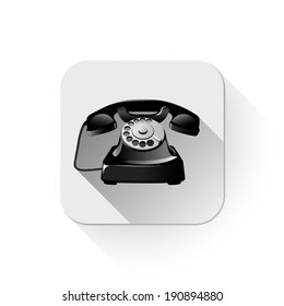 old telephone With long shadow over app button