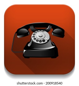 old telephone With long shadow over app button