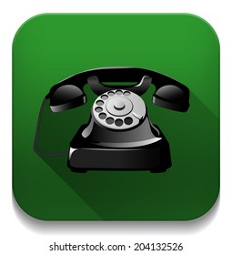 old telephone With long shadow over app button
