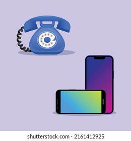 old Telephone and new smart Mobile phone