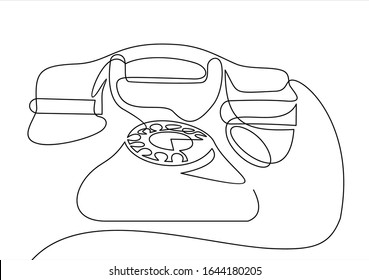 Old telephone one line drawing continuous design