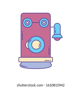 old telephone , phone fill and line vector illustration