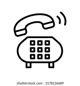 Old Telephone Ringing Icon. Line Art Style Design Isolated On White Background