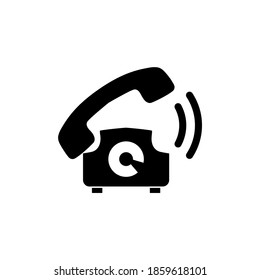 Old Telephone Ringing, Phone Call. Flat Vector Icon illustration. Simple black symbol on white background. Old Telephone Ringing, Phone Call sign design template for web and mobile UI element