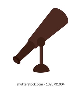 alte Teleskop-Symbol auf weißem Hintergrund, floraler Stil, Vektorgrafik