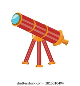 old telescope on tripod in white background vector illustration design