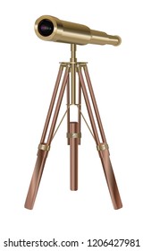 Old telescope on White Background telescope on white background. Concept of time. Vector illustration
