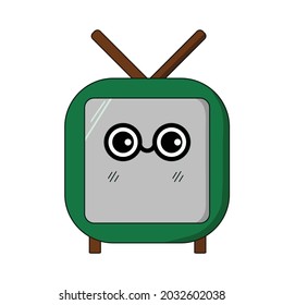 Vector plano de dibujos animados de televisión antiguo para niños libro y producto de prendas de vestir