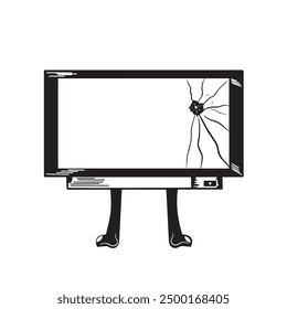 old television character cracked with leg