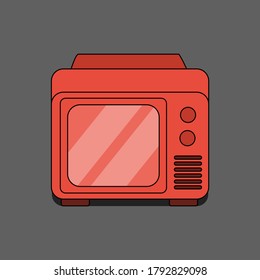 Old Television Flat Fill and Outline Vector