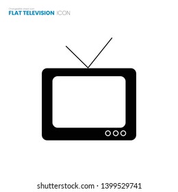 Old television flat icon on white background