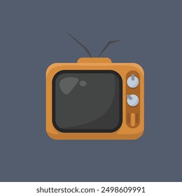 Televisor antiguo con diseño de Vector plano.