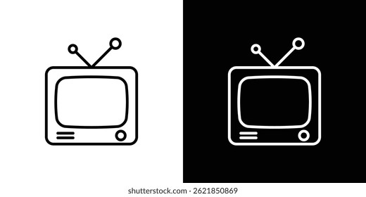 Viejo concepto de icono de televisión trazo sobre fondo blanco