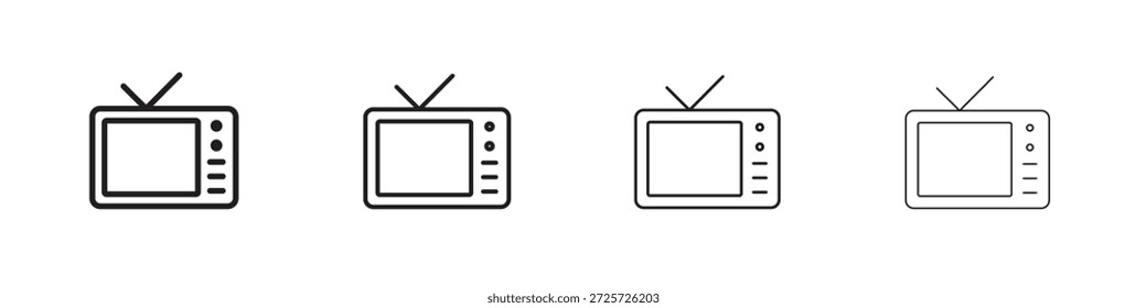 Conceito de ícone antigo da televisão. Símbolo de linha fina. Vetor de estilo de contorno simples