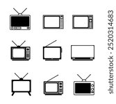 Old television icon flat style. collection of isolated cartoon illustrations