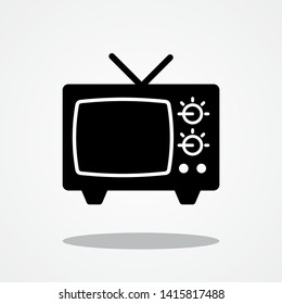 Old Television Icon with Gray Shadow 