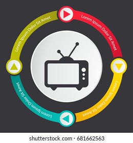old television icon, television infographics template
