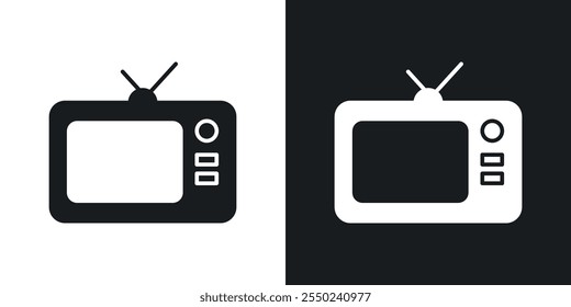 Viejo paquete de iconos de televisión en color negro.