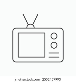 Old television icon set in blackthin line style.
