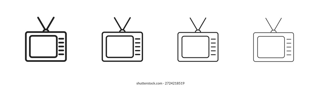 Vector de conjunto de iconos de televisión antigua eps10. ilustración, Plantilla de pictograma de símbolo de logotipo