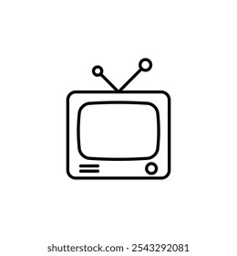 Old television icon symbol collection on white background.