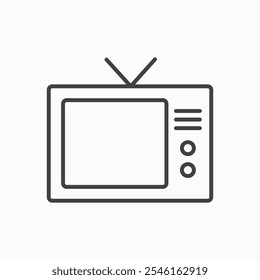 Old television icon in thin black lines