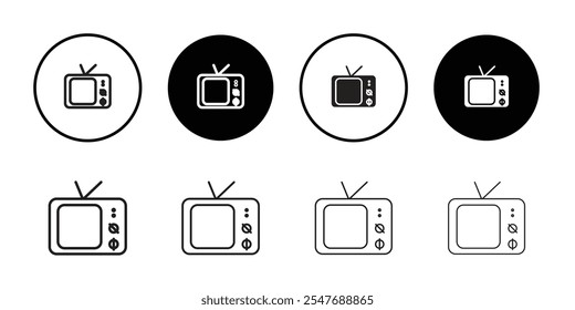 Old television icon Thin line flat illustration