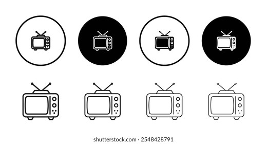 Old television icon Thin line illustration set
