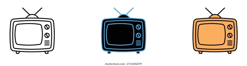 Old Television icon vector. classic broadcast media and vintage entertainment symbol. vector illustration.