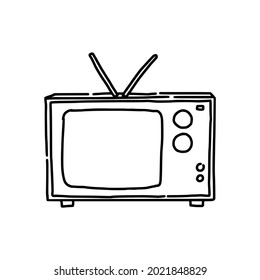 Old Television Icon Vector Handdraw