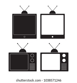 Old Television icon Vector Illustration. Monitor TV. isolated on White Background.