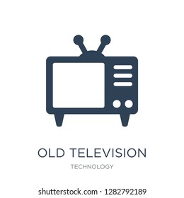 old television icon vector on white background, old television trendy filled icons from Technology collection, old television vector illustration