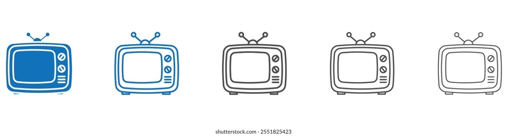 Old television icon vector set collection for web