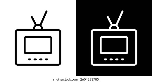 Old television icons vectors set in stroke line style.