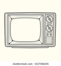 Old Television in Line Art Version