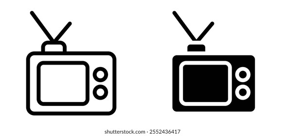 Old television liner icon vector set.