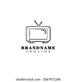 old television logo cartoon design icon black modern isolated vector illustration