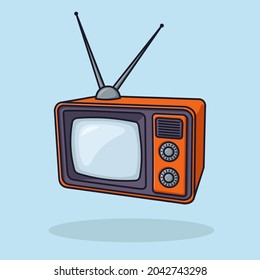 Old Television Orange Object concept Cartoon Icon Vector
