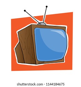 Old television set with antenna