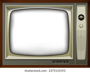 Old television set, retro TV with empty screen, vector illustration.